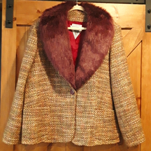 Marvin Richards Twill Blazer With Faux Fur Collar - Picture 1 of 6